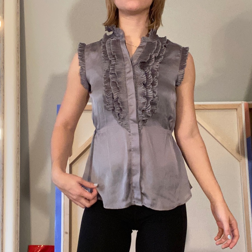 Silver Pleated Blouse